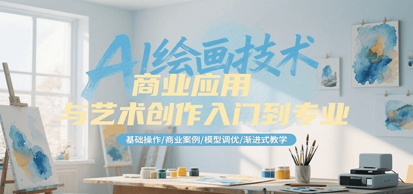 AI绘画技术商业应用与艺术创作入门到专业，基础操作/商业案例/模型调优/渐进式教学-逃离打工