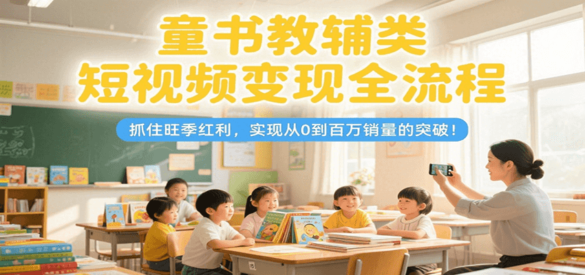 童书教辅类短视频变现全流程，抓住旺季红利，实现从0到百万销量的突破！-逃离打工
