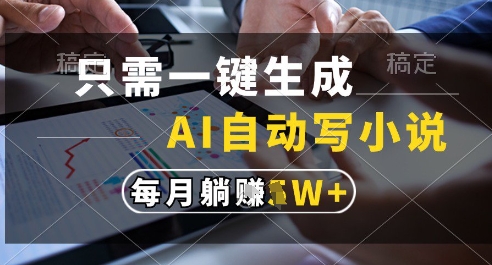 只需一键生成，AI全自动写小说，可一键生成120w字，每月躺着收益过1w+【揭秘】-逃离打工