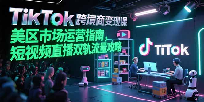 TikTok跨境电商变现课，美区市场运营指南，短视频直播双轨流量攻略-逃离打工