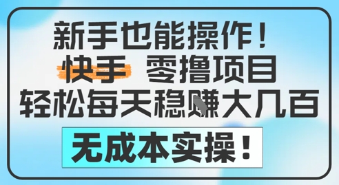 新手也能操作，快手零撸挣米，轻松每天挣2-5张，完全无成本-逃离打工