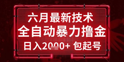 六月最新技术全自动暴力撸金，稳定日入2k+包起号，长期稳定【揭秘】-逃离打工