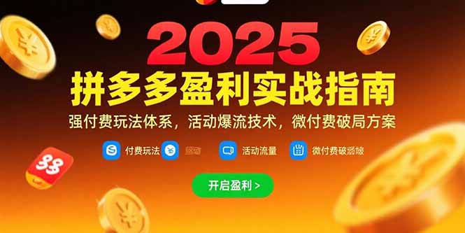 拼多多盈利实战指南，强付费玩法，活动爆流技术，微付费破局方案(更新7月-逃离打工