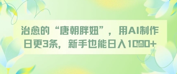 治愈的“唐朝胖妞”，用AI制作日更3条，新手也能日入多张-逃离打工