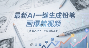 最新AI一键生成铅笔画爆款视频，多平台分发，日 入1k+，小白轻松上手【揭秘】-逃离打工