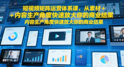 短视频矩阵运营体系课，从素材+内容生产角度快速放大你的商业结果-逃离打工