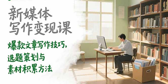 新媒体写作变现课，爆款文章写作技巧，选题策划与素材积累方法-逃离打工
