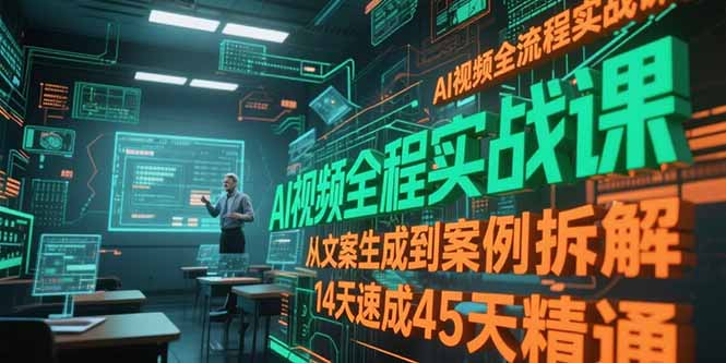 AI视频全流程实战课，从文案生成到案例拆解，14天速成45天精通-逃离打工