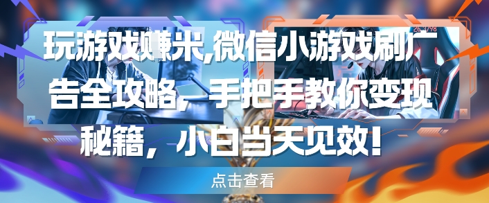 玩游戏挣米，微信小游戏刷广告全攻略，手把手教你变现秘籍，小白当天见效-逃离打工