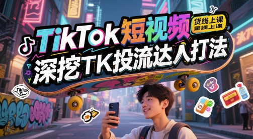 TikTok短视频带货线上课，深挖TK投流达人打法-逃离打工