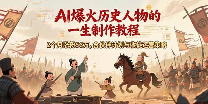 AI历史人物赛道课程，2个月涨粉56万，含伙伴计划与收徒运营策略-逃离打工
