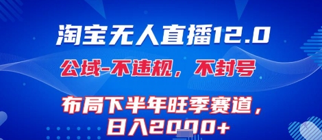 淘宝无人直播12.0，不封号，不违规，布局下半年旺季赛道，日入1k+(独家技术)【揭秘】-逃离打工