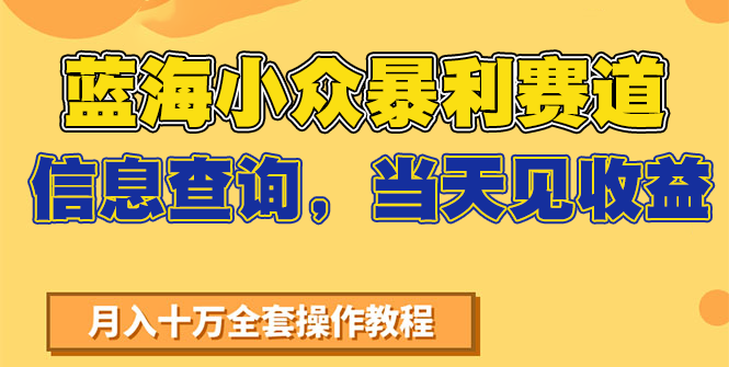蓝海小众暴利赛道，信息查询，当天见收益，不讲玄学，7天搞了2万+-逃离打工