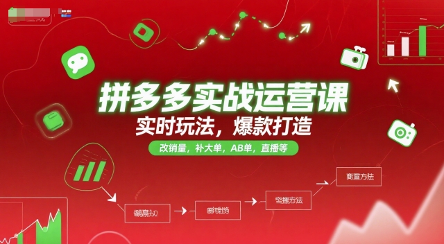 拼多多实战运营课，实时玩法，爆款打造，改销量，补大单，AB单，直播等(更新2025月)-逃离打工