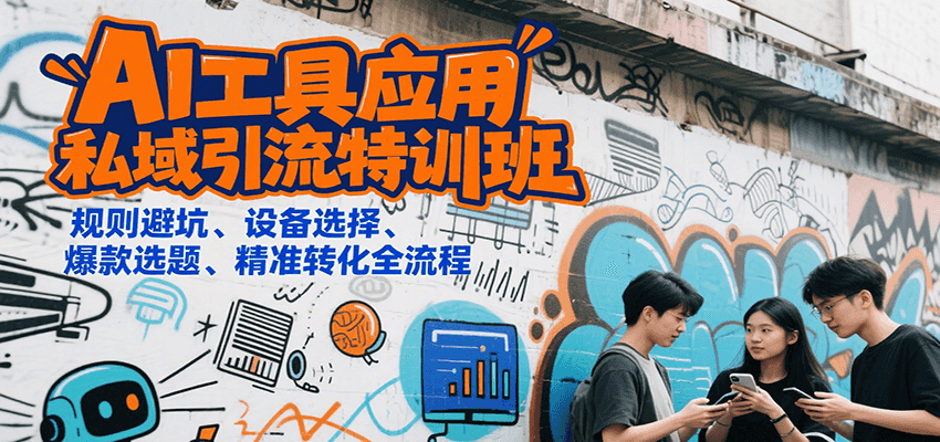 AI工具应用私域引流特训班，规则避坑、设备选择、爆款选题、精准转化全流程-逃离打工