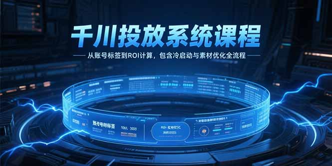 千川投放系统课程，从账号标签到ROI计算，包含冷启动与素材优化全流程-逃离打工