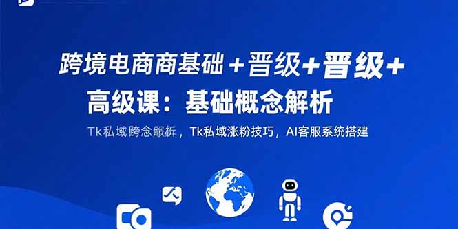 跨境电商基础+晋级+高级课：基础概念解析,Tk私域涨粉技巧,AI客服系统搭建-逃离打工