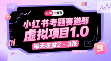 小红书考题赛道虚拟项目1.0，项目操作简单，每天收益2-3张-逃离打工
