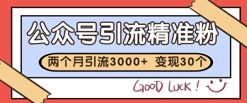公众号精准粉引流玩法，2个月3000+精准粉，变现30个W【揭秘】-逃离打工