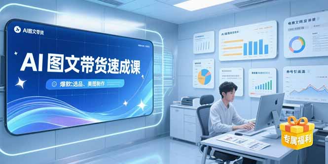 AI图文带货速成课，养号引流秘籍，爆款选品策略，美图制作全流程-逃离打工