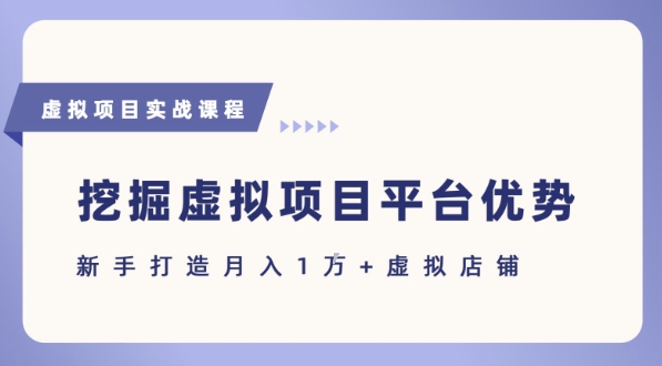 抓住虚拟项目各平台优势，新手轻松月入1W+(给出具体建议)-逃离打工