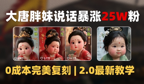 AI大唐胖贵妃说话2.0，40条视频暴涨40w粉，附独家变现攻略-逃离打工