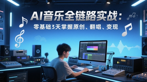 AI音乐全链路实战变现课：零基础3天掌握原创、翻唱、变现-逃离打工