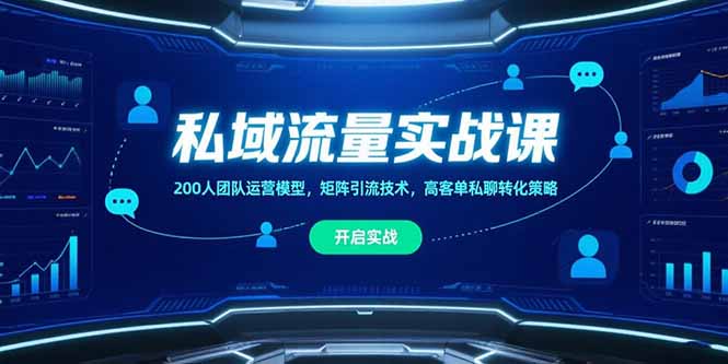 私域流量实战课，200人团队运营模型，矩阵引流技术，高客单私聊转化策略-逃离打工