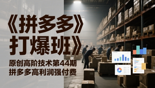 《拼多多打爆班》原创高阶技术第44期，拼多多高利润强付费-逃离打工