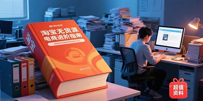 淘宝无货源电商进阶指南，包含新人课、进阶课，配套资料，蓝海选品等-逃离打工