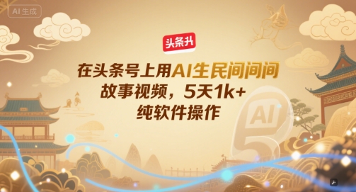 在头条号上用AI生民间故事视频，5天1k+，纯软件操作-逃离打工