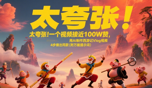 太夸张！一个视频接近100W赞，用AI制作西游记Vlog视频，全流程拆解来了(附万能提示词)-逃离打工