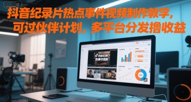 抖音纪录片热点事件视频制作教学，可过伙伴计划，多平台分发撸收益-逃离打工