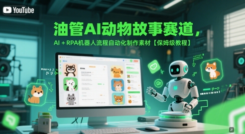 油管AI动物故事赛道，AI+RPA机器人流程自动化制作素材【保姆级教程】-逃离打工