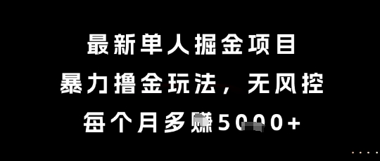 最新单人掘金项目，暴力撸金玩法，无风控，每个月多挣5k+【揭秘】-逃离打工