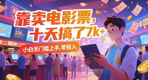 靠卖电影票，十天搞了7k+，小白无门槛上手，零投入【揭秘】-逃离打工