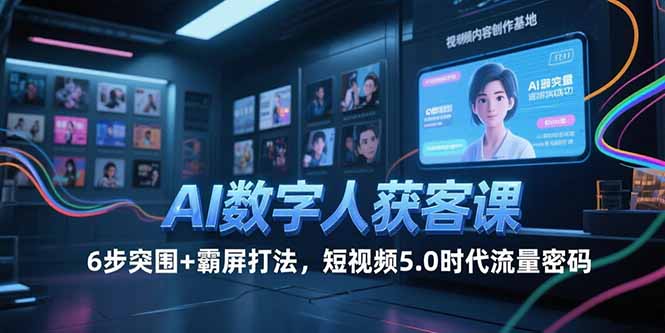 AI数字人获客课，6步突围+霸屏打法，短视频5.0时代流量密码-逃离打工