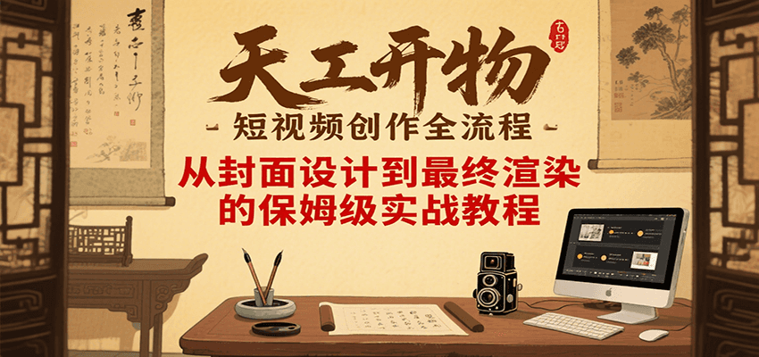 天工开物短视频创作全流程，从封面设计到最终渲染的保姆级实战教程-逃离打工