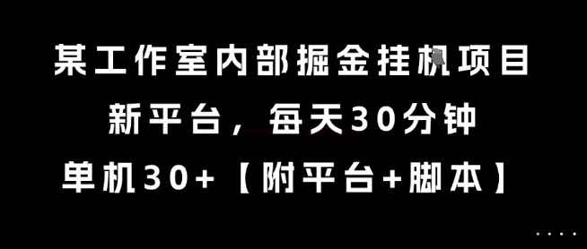 某工作室内部掘金挂G项目，新平台，每天30分钟，单机30+【揭秘】-逃离打工