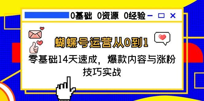 蝴蝶号运营从0到1，零基础14天速成，爆款内容与涨粉技巧实战-逃离打工
