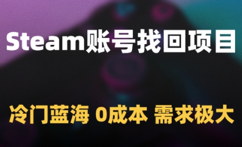 Steam账号找回项目，冷门蓝海，0成本，需求极大-逃离打工