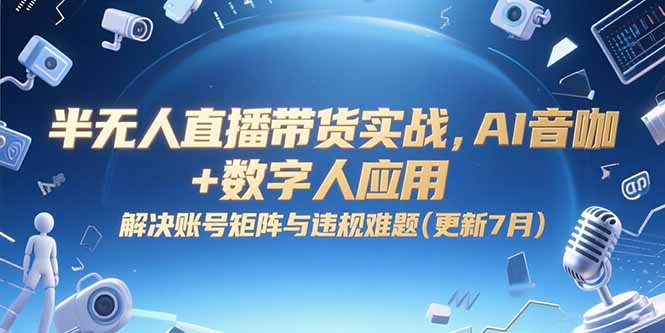 半无人直播带货实战，AI音咖+数字人应用 解决账号矩阵与违规难题(更新7月-逃离打工