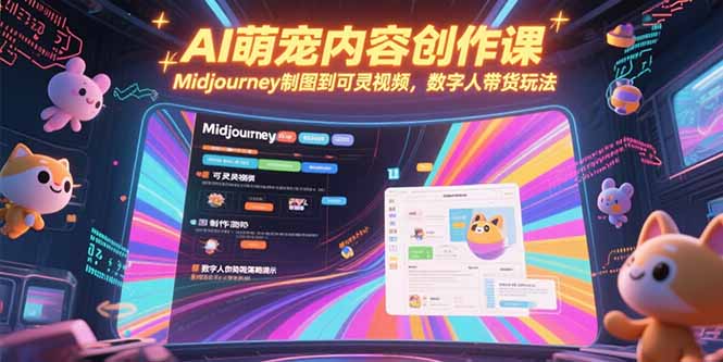 AI萌宠内容创作课，Midjourney制图到可灵视频，数字人带货玩法-逃离打工