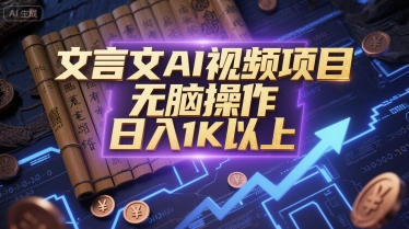 文言文AI视频项目，无脑操作，日入1K以上-逃离打工