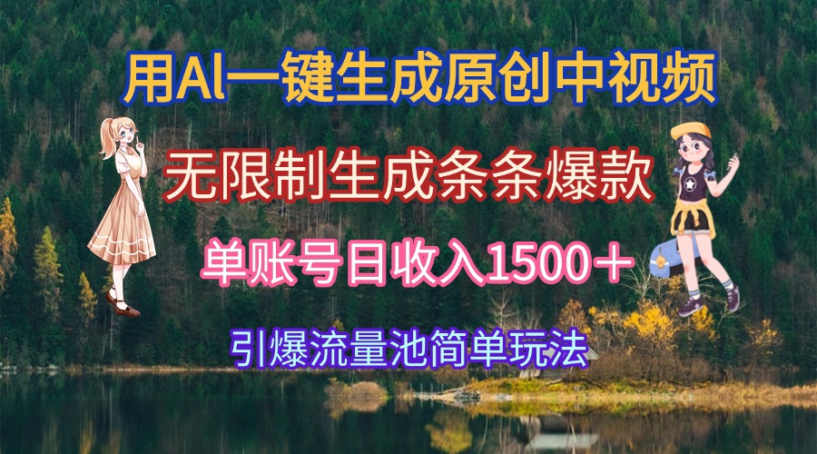 用Al一键生成原创中视频，无限制生成条条爆款，单账号日收入1500＋引爆…-逃离打工