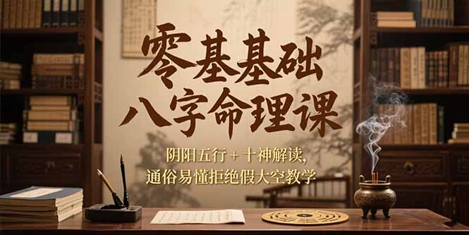 零基础八字命理课，阴阳五行+十神解读，通俗易懂拒绝假大空教学-逃离打工