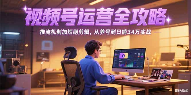 2025视频号运营全攻略，推流机制加短剧剪辑，从养号到日销34万实战-逃离打工