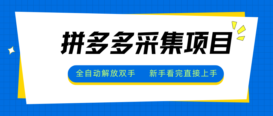 拼多多采集项目，全自动解放双手，单号日入30+-逃离打工