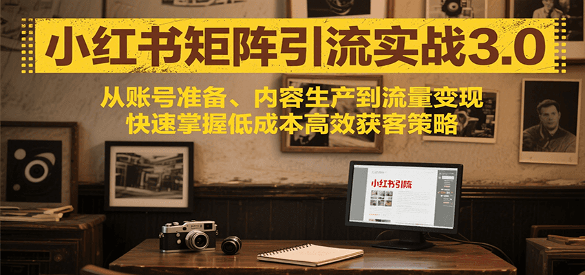 小红书矩阵引流3.0，从账号准备、内容生产到流量变现，快速掌握低成本高效获客策略-逃离打工