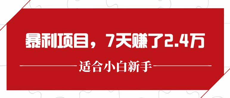 最新暴利项目，每单收益轻松在300以上，7天赚了2.4万-逃离打工